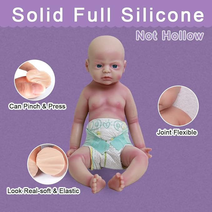 22 inch Realistic Full Silicone Baby Doll,Lifelike Reborn Baby Dolls, Toy, and Collectible.Bold Girl 012