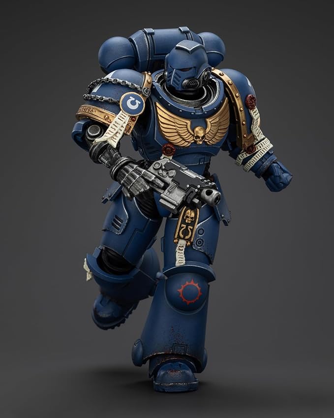JoyToy Warhammer 40K 1:18 Action Figure, Ultramarines Brother Chairon Collectors Edition, Battlefield Paint, 5.03 in High