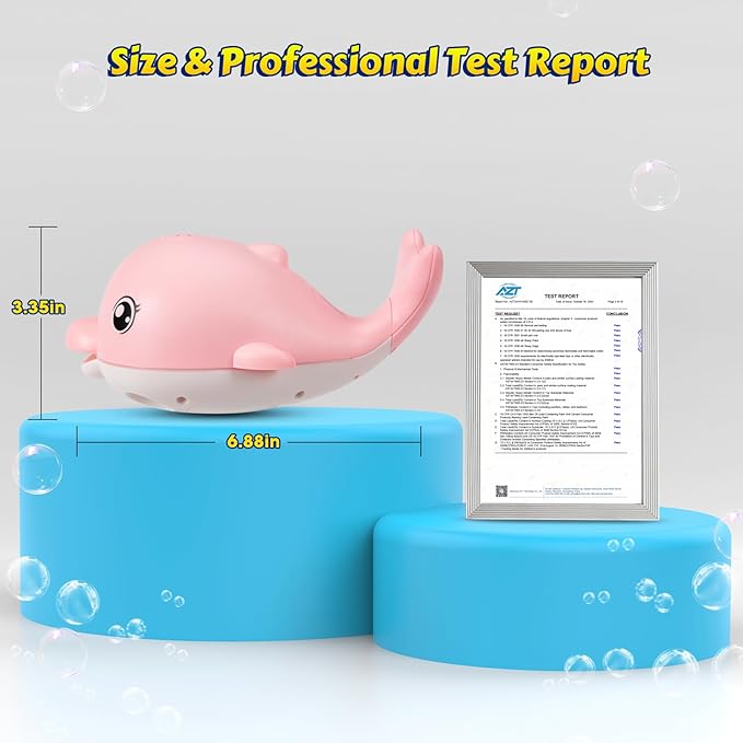 Baby Bath Toys, 2025 Upgraded Magnetic Charging Toddler Bath Toys for Kids Ages 1-3, Light Up Dolphin Bath Toy Sprinkler, Birthday Gifts Infant Baby Toys 6-12-18 Months- Pink