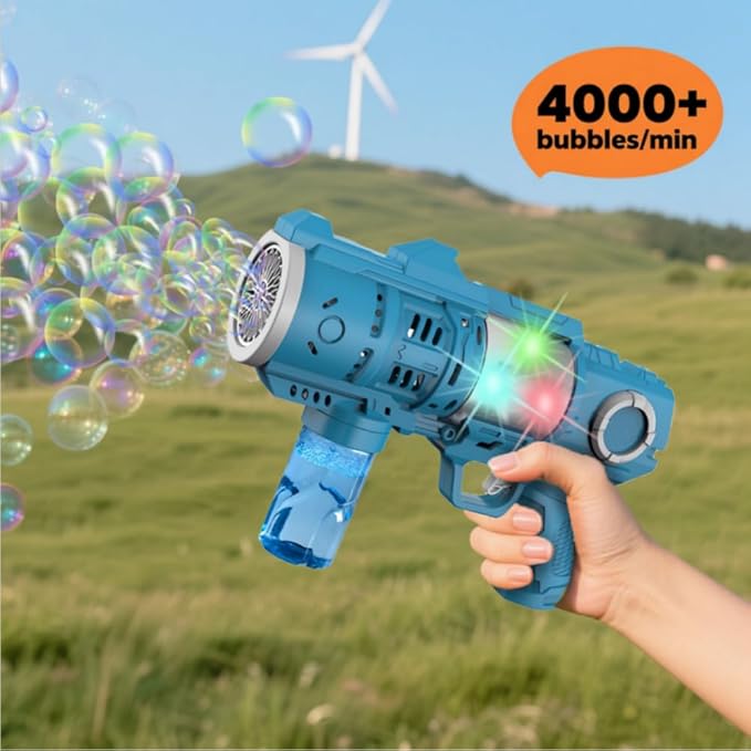 2 Packs Bubble Gun for Kids, Automatic Bubble Machine, 20-Hole Bubble Gun Blaster for Toddlers with 200ml Bubble Solution & LED Light, Party Favor, Outdoor Toys for Boys and Girls