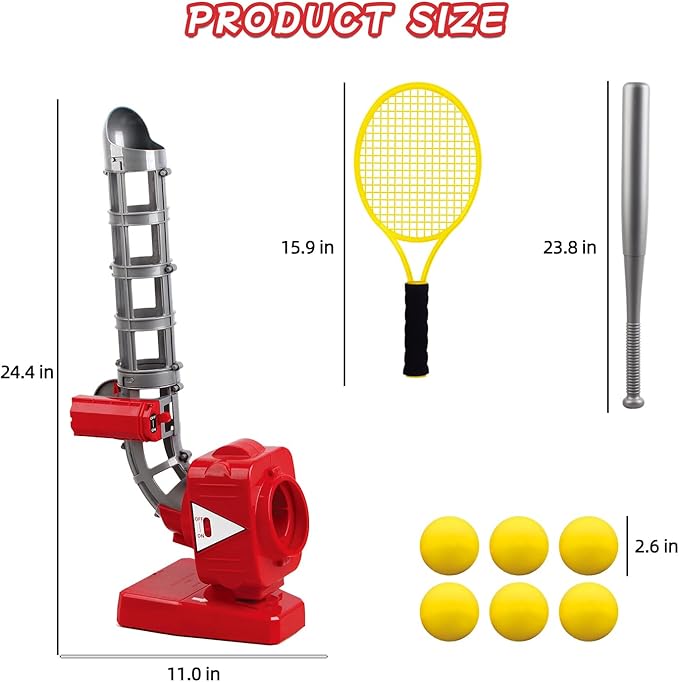 Mostop Kids Baseball Pitching Machine: Auto Baseball Pitcher Outdoor Sports Toys for Kids Ages 6-8, Adjustable Angles Electronic Baseball Training Launcher Outside Game Boy Toys Age 6 7 8 9 10