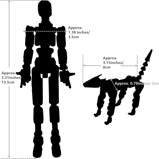 Titan 13 Action Figures (Grow in The Dark Blue) T13 3D Action Figure Set Already Assembled Dummy Robot Nova 13 Printed Multi-Jointed Movable Toy for Gift Collectors (Blue Blue + Dog)