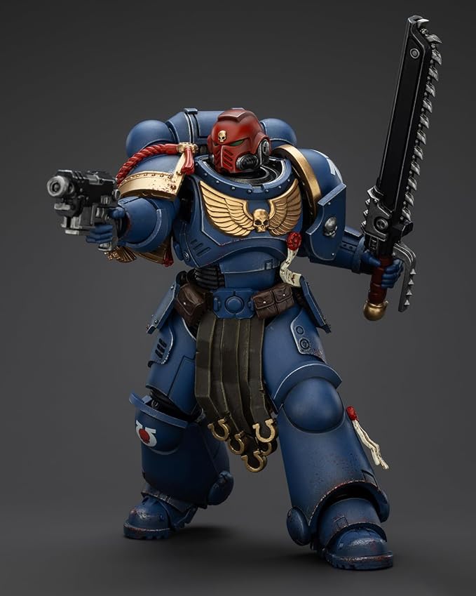 JoyToy Warhammer 40K 1:18 Action Figure, Ultramarines Sergeant Gadriel Collectors Edition, Battlefield Paint, 5.03 in High