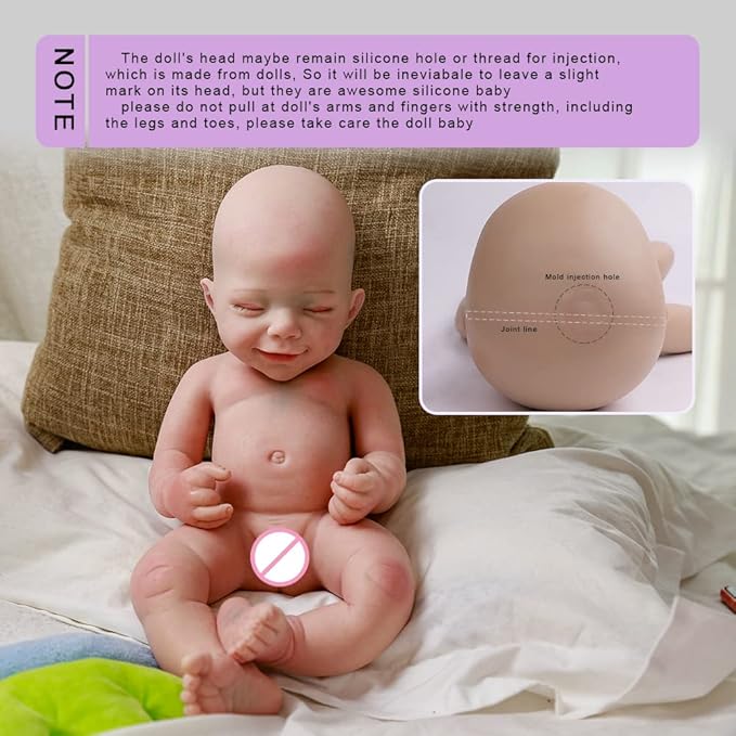 18.5 inch Realistic Full Silicone Baby Doll Can Drink Water, Lifelike Reborn Baby Dolls, Toy, and Collectible Bald Boy (Drinkable Boy)