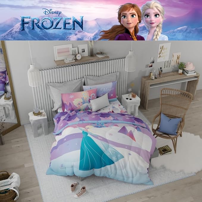 Franco Collectibles Disney's Frozen 2 Recycled Bedding 7 Piece Super Soft Reversible Comforter and Sheet Set, Queen, (100% Official Licensed Product)