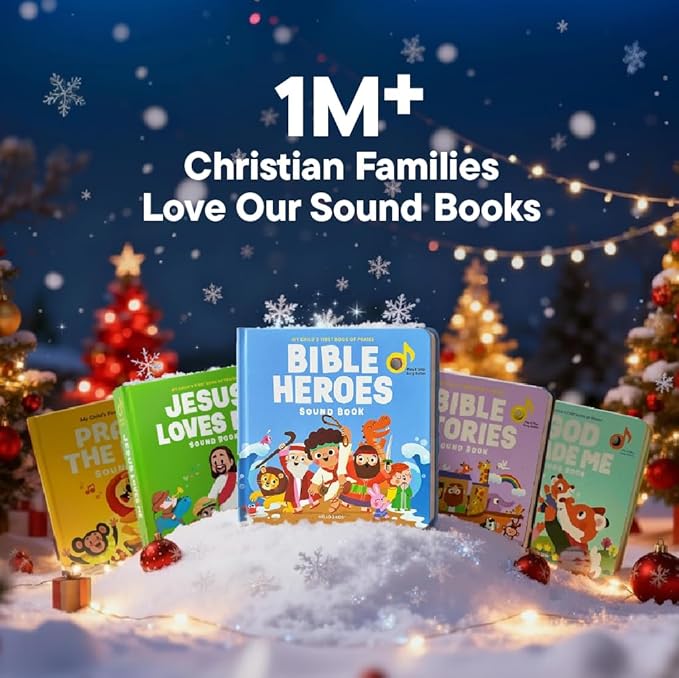 Bible Heroes Christian Sound Books for Kids - 6 Bible Songs - Christmas, Baptism, Christening, Dedication Gifts for Boys and Girls - Religious Toys, Music Books for Toddlers 1-3