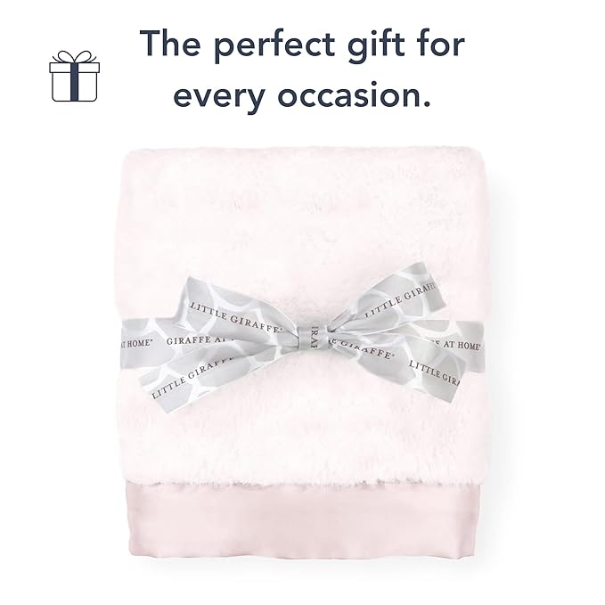 Little Giraffe Baby Blanket - Luxe Soft Blanket with Satin Trim - Baby Stroller Blanket - Newborn Baby Essentials & Baby Gifts - 29x35" - Pink
