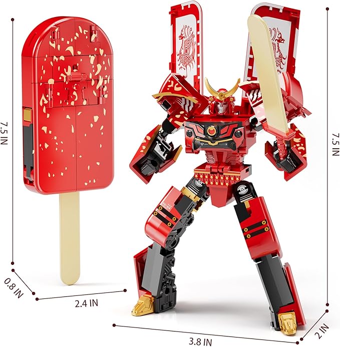 Ice Cream Transforming Toy, 2 in 1 Popsicle Transform into Robot Action Figure, DIY Transformation Figure Toys for Kids & Adults Action Figures for Boys Party Favors Gift (Yellow)