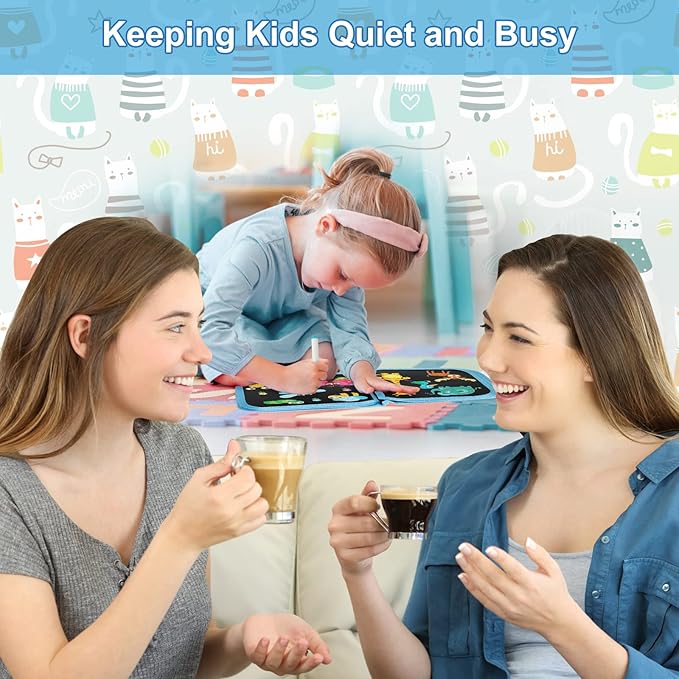 Erasable Book Doodle Set for Kids,Reusable Magic Drawing Book for Kids with 12 Watercolor Pens 14 Page Drawing,Road Trip Car Game Writing Painting Set for Boys and Girls (Arch Bridge Cat)