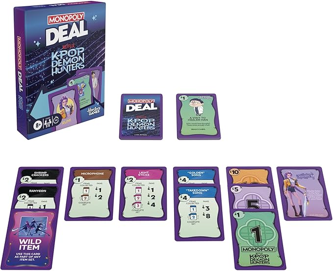 Monopoly Deal: Kpop Demon Hunters Card Game | Family Games for Kids, Tweens, Teens, and Adults | 2-5 Players | 15 mins. | Ages 8+