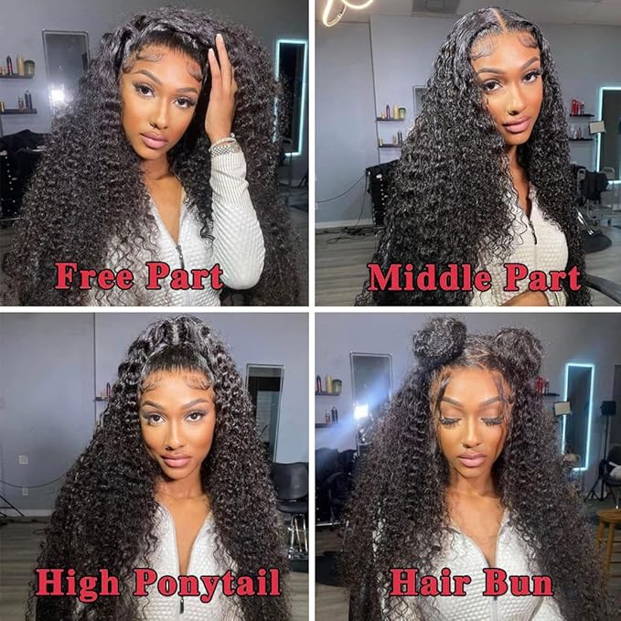 26 Inch Deep Wave Lace Front Wigs Human Hair 13x4 HD Lace Front Wigs 200 Density Human Hair Pre Plucked Glueless Wigs with Baby Hair