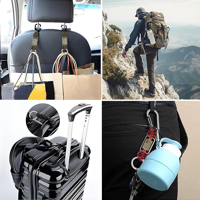 Heavy Duty Braided Paracord Lanyard Keychain with USA Flag, Parachute Rope Necklace Keychains, Braided Strong Lanyard