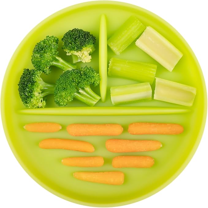 Olababy 100% Silicone Suction Plate | Toddler Plates with Suction | Divided Plates for Kids | Self Feeding Baby Essentials | Baby Registry Must Haves | Microwave Dinner Plates (Blueberry)