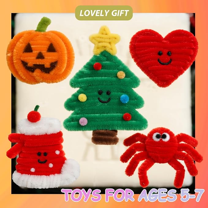 Fruit Green Pipe Cleaners Craft,Creative Craft Pipe Cleaners for Flower Making,Chenille Stems Crafting Pipe Cleaners Artificial Flowers,Craft Supplies for Home Festivals DIY,Christmas Decoration