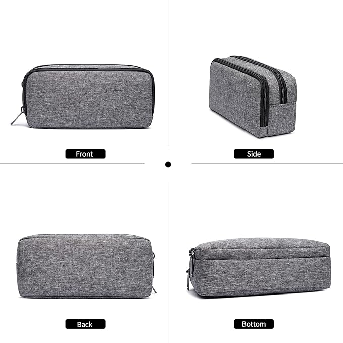 Della Gao Big Capacity Pencil Pen Case Nylon Large Pencil Pouch Simple Stationery Bag Office Organizer Pen Bag for Men Women - Grey