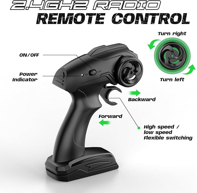 RC Drift Car, 1:24 Scale Remote Control Car with LED Lights, 20KM/H 4WD High Speed RC Cars, Racing and Drifting Dual-Mode Toy Car Idea Gift for Adults and Kids, Green