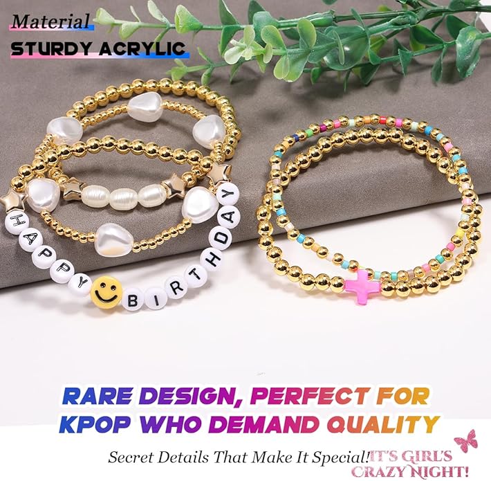 AICase for Kpop Merch Toys Gifts Birthday Decorations Bracelets 5 Pcs Stackable Stretch Friendship Beaded Bracelets k pop Costume Doll Merchandise Jewelry Gifts for Fans Women Christmas