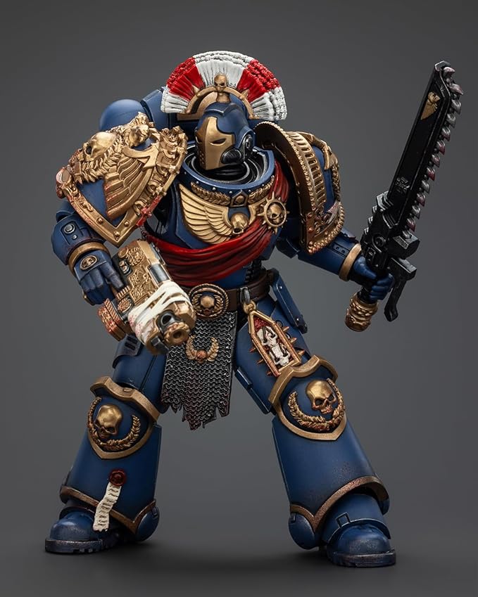 JoyToy Warhammer 40K Genuine License 1:18 Action Figure, Ultramarines Relic Secundus Armour with Artificer Bolt Rifle Chainsword and Bolt Pistol, 4.96in High