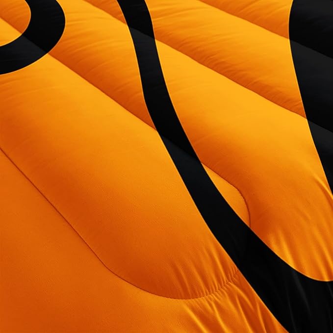 Cute Cat Comforter Set Orange Animal Printed Bedding Set with 1 Comforter and 2 Pillowcases for Boys and Girls Bedroom All Season(Cat Twin)