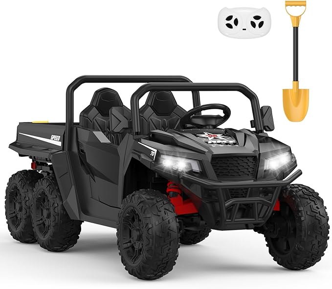 24V Ride on Car with Remote Control, Ride on Dump Truck for Kid with Electric Dump Bed, Extra Shovel, Music Player, Key Start for Safety, Gift for Kids