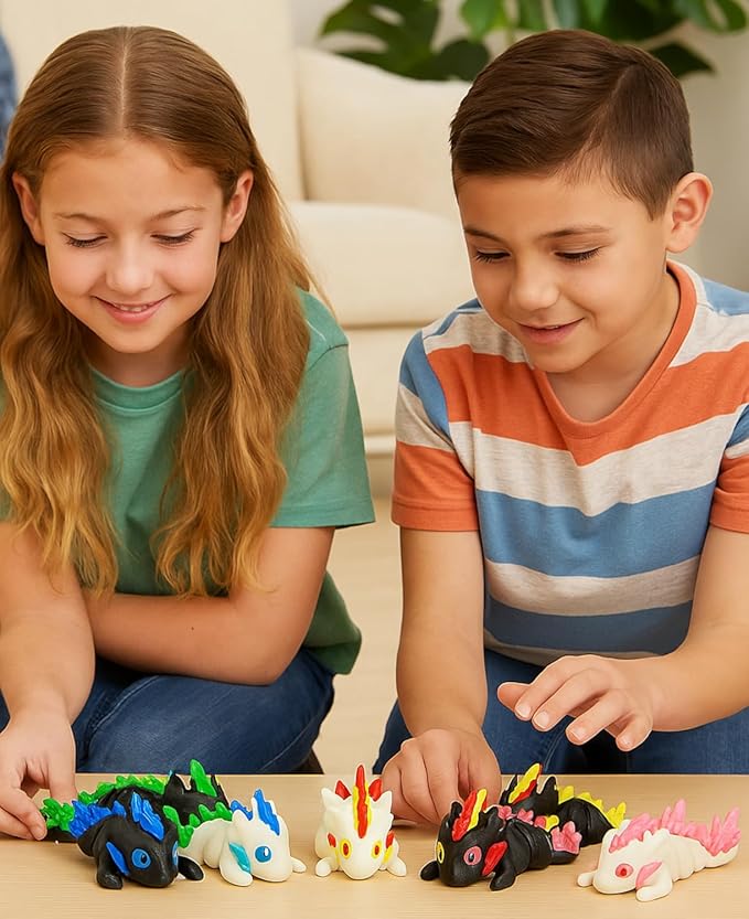 3D Printed Dragon Eggs – Mini Articulated Baby Dragons Toys Mystery 3D Dinosaur Eggs Set for Kids & Adults Fantasy Desk Decor & Collectible Gifts 【White Pack of 4】