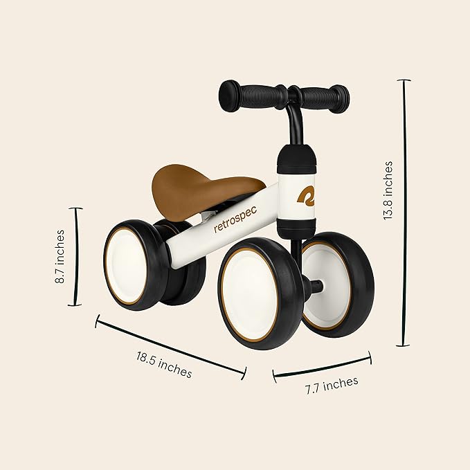 Retrospec Cricket Baby Walker Balance Bike with 4 Wheels for Ages 12-24 Months - Baby Toys & Toddler Toys for 1 Year Olds - Ride On Bicycle - Boys & Girls