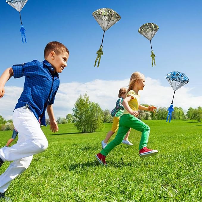 15PCS Army Camo Parachute Toys for Kids Hand Throwing Outdoor Games, Army Men Action Figures Tangle Free Throwing Parachute Outside Toys Gifts for Kid Ages 3-16