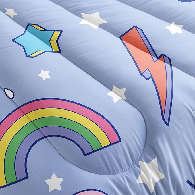 Kids Comforter Set Cartoon Rainbow Unicorn Printed Pattern Bedding Set with 1 Comforter and 2 Pillowcases for Girls Boys Bedroom All Season(Cartoon Unicorn Twin)