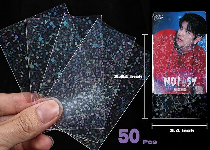 6 Kpop Photocard Holder Keychain Toploaders,6 Wrapped Gift Sets,50 Holographic Card Sleeves for Trading Cards,35Sheets Deco Stickers,2 Pcs Cute Little Pendant (Star II)