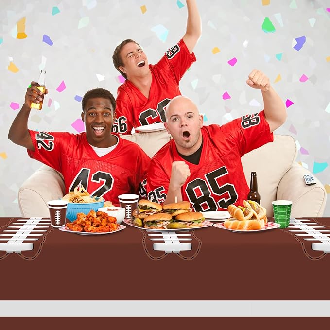 Gatherfun Football Party Decorations Disposable Tablecloth Plastic Touchdown Table Cover for Birthday Football Party Games Decoration 54 X 108Inch,2 Pack