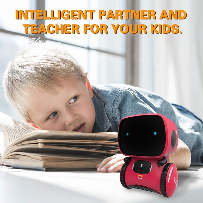 98K Kids Robot Toys for Girls and Boys, Voice Control and Touch Sensor Interactive Smart Talking Robots Intelligent Partner and Teacher with Singing, Dancing, Repeating, Toy Gifts for Kid Age 3 and Up