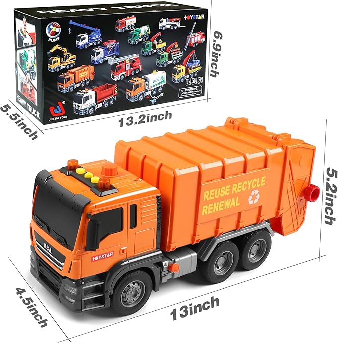 Dwi Dowellin Large Garbage Truck Toy for Boys with Lights & Sounds,Birthday Gift for 3 4 5 Years Old Boys and Girls