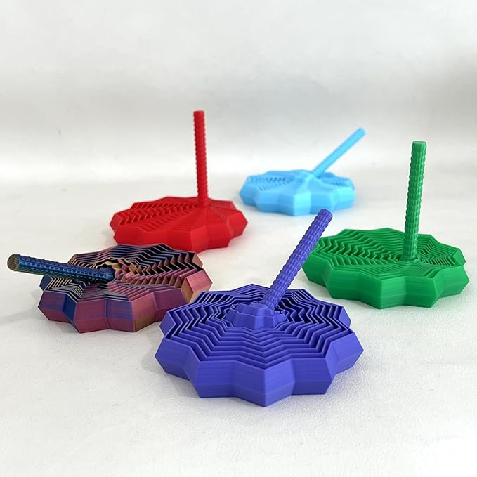 3D Printed Expanded Sensory Fidget Star - Sensory Fidget Star with Handle, Colorful Whirling Spiral Design, 2025 New Star Shaped Fidget Star (Type-E, Small)