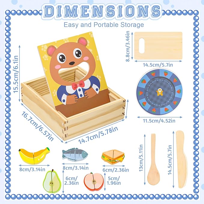 Wooden Baby Feeding Toy-Montessori Pretend Play Food Set for Toddlers 1-3 Safe Non-Toxic Wooden Cutting Food Toy Fruits Vegetables Perfect for Play Kitchen Food Pretend Play for Kids Boy Girl Gift