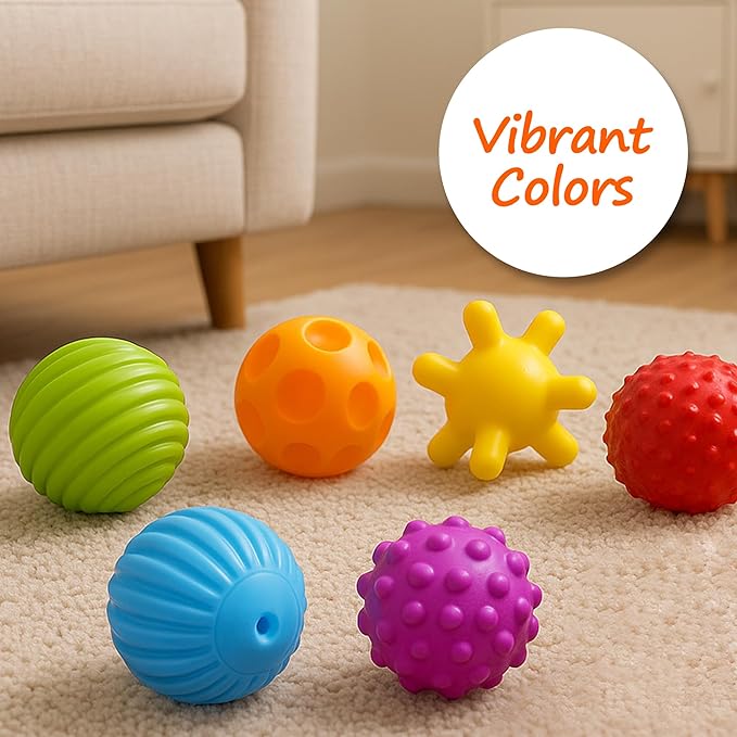 Baby Balls for Toddlers 1-3, Bath Toys for Babies 6-12 Months, Infant Soft Sensory Balls Set, Montessori Bathroom Shower Teether Gift for Boys Girls 6 Pack