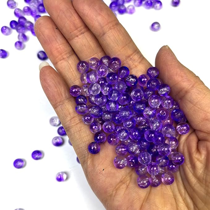 280 PCS Glass Beads, 6mm Round Crackle Crystal Bead for Jewelry Making, Loose Beads for Bracelet Craft Necklace Earring Making Wine Charms Wind Chimes, Purple