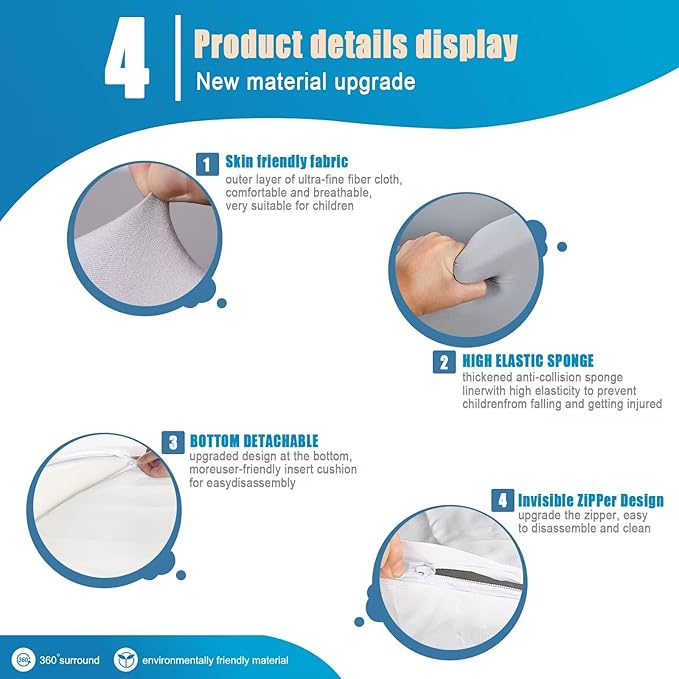 TRENDBOX Foam Ball Pit, 36" x 12" Indoor Outdoor Soft Round Ball Pool Playpen Ideal Gift Toy for Babies Kids and Toddler Children (No Balls) - Light Gray