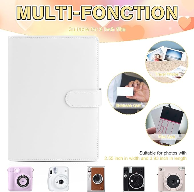 Kpop Photocard Binder, PU Leather A5 Photocard Holder with 200 Pocket, K-Pop Korean Pop Photocard Holder Binder Book, 4 Photo Style Photo Card Album Trading Cards Organizer(White)