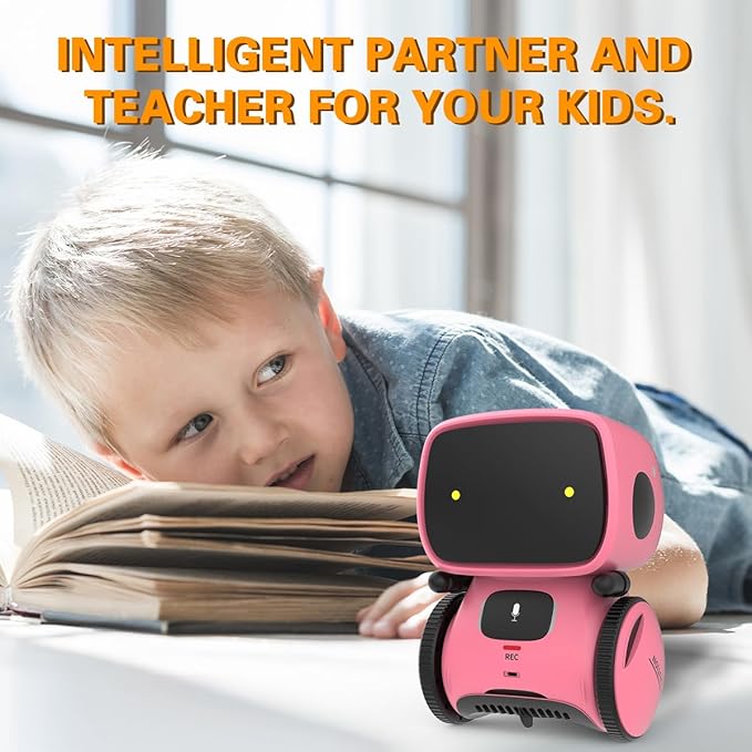 98K Robot Toys for Girls and Boys Rechargeable, Voice and Touch Sensor Robots Interactive Talking Smart Partner and Teacher with Singing, Dancing, Repeating, Toy Gifts for Kids Age 3 and Up