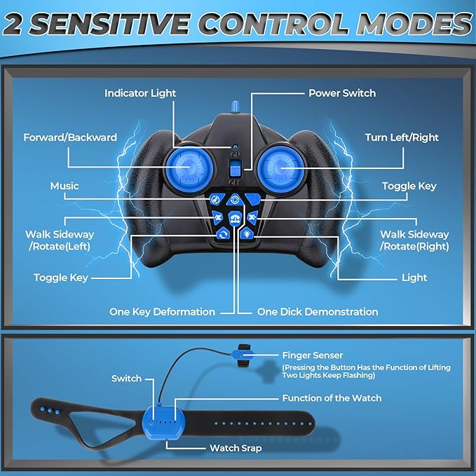 Dysaim Gesture RC Car, Gesture Sensing RC Stunt Car Toys for Kids 6-12 yr, 2.4GHz 4WD Hand Remote Control with Lights Music, Off-Road 360° Rotation Drift for Birthday Toy Gifts