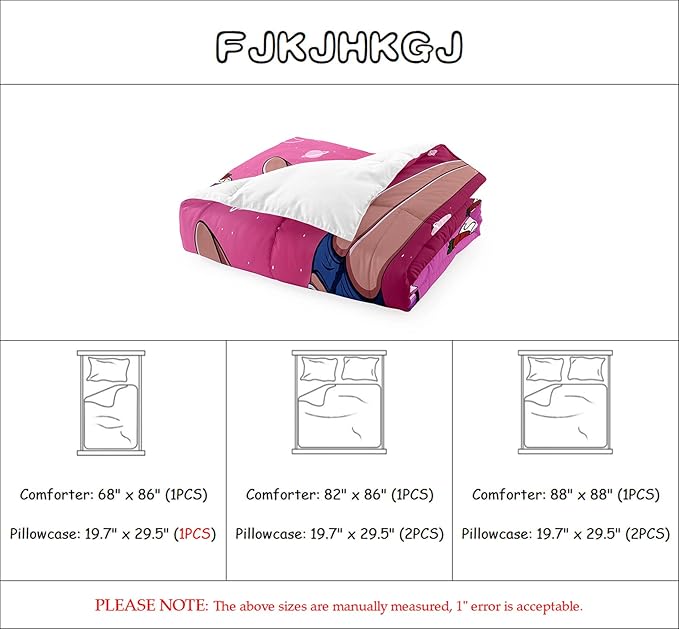 Black Girl Comforter for Bedroom Decor Pink Full Quilt Set with 2 Pillowcases Black Magic Comforter Gifts for Kids