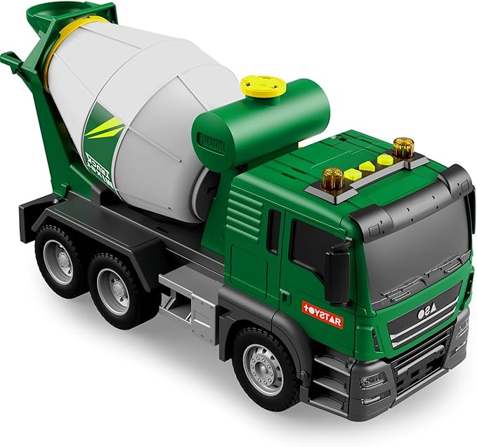 Dwi Dowellin Cement Mixer Truck Toy with Lights & Sounds - Big Trucks for Toddlers 2-4, Kids Construction Toys for Ages 2 3 4 Year Old Boy Birthday Gift