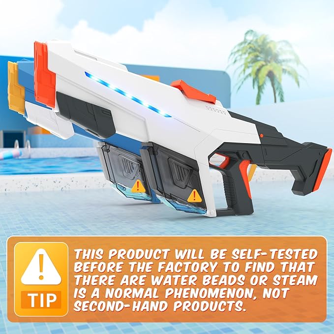 Skirfy Electric Water Gun for Adult Kids, Outdoor Automatic Water Suction Water Squirt Modular Battery, Larger Water Guns Summer Beach Swimming Pool Backyard Lawn Party Games(Grey)