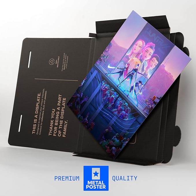 Displate Metal Poster KPop Demon Hunters (2025) - Netflix - Neon City Battle - Huntrix Kpop Merch - Collectible Gift – Premium Decorations Wall Art Decor Gifts Movie Posters - 18.9x26.6 in