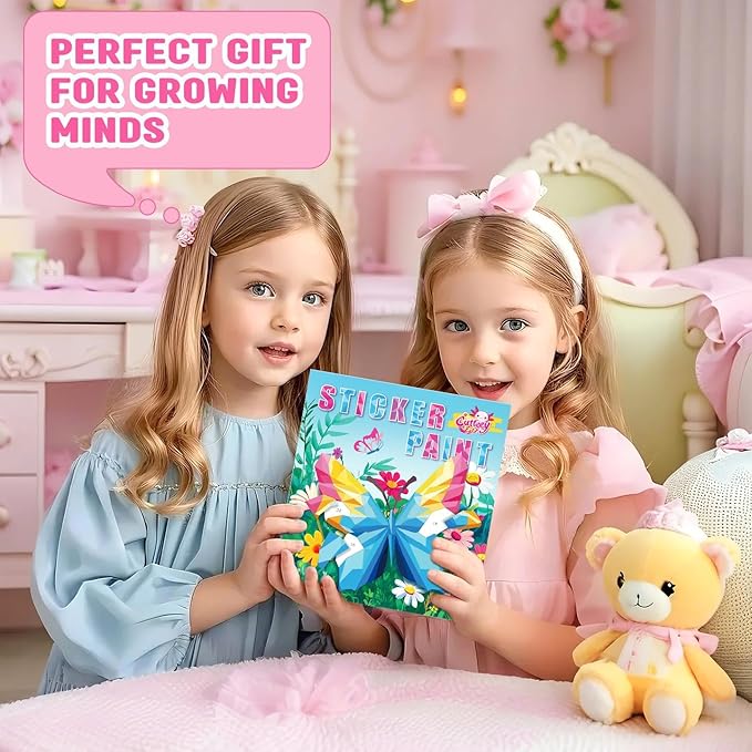 2PCS CutteeyFyry Paint by Number Sticker Book Travel Activities for Girls Kids - Road Trip & Airplane Toys, Birthday Present, Classroom Gifts, Travel Essentials for Toddlers & Long Car Rides