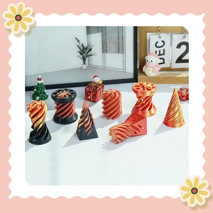 3PCS Impossible Cone,3D Printed Spiral Cone Fidget Toys,Impossible Pyramid Passthrough Sculpture,Stress Relieving Toys for Adults and Kids,Stocking Filler White Elephant Gifts(Black Gold)