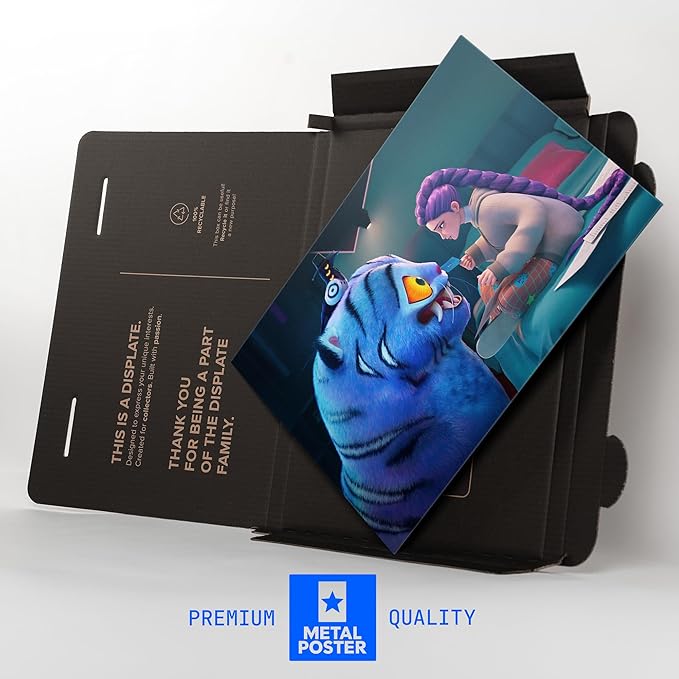 Displate Metal Poster KPop Demon Hunters - Icons of the Screen - Derpy Tiger and Rumi - Huntrix Kpop Merch - Collectible Gift - Room Decorations Wall Art Decor Gifts Movie Posters - 12.6x17.7 in