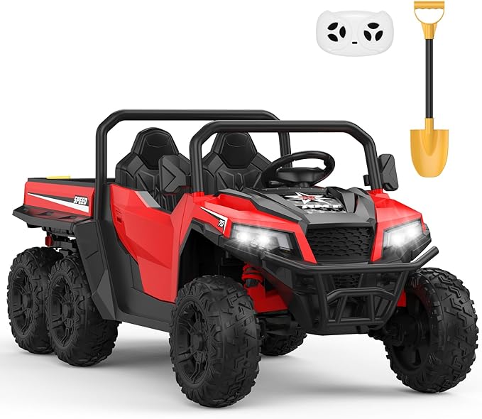 24V Ride on Car with Remote Control, Ride on Dump Truck for Kid with Electric Dump Bed, Extra Shovel, Music Player, Key Start for Safety, Gift for Kids