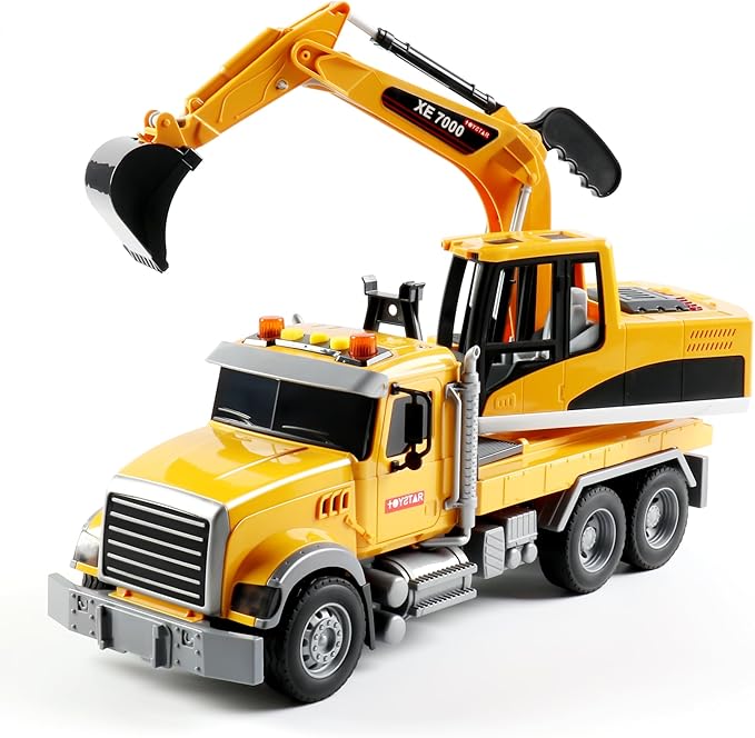 Dwi Dowellin Large Excavator Truck Toy for 3 4 5 6 Year Old Boys,Truck Toy with Sound and Light