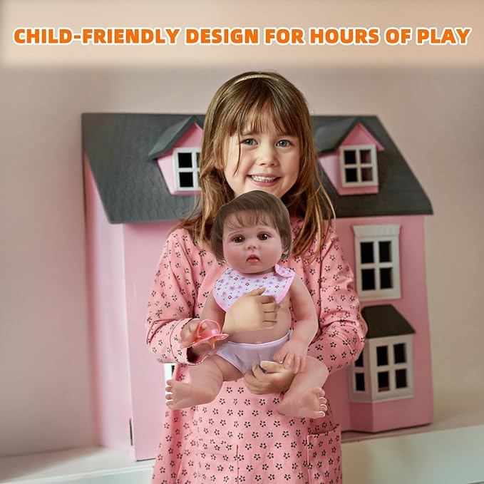 Baby Doll Accessories Set – 7 Pcs Feeding and Caring Set with Magic Disappearing Bottles, Pacifier, Diapers and Bibs Doll Pretend Play Gift for Kids